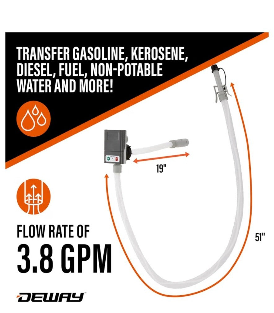 DeWay Fuel Transfer Pump - Auto-Stop and Beep - 3.8 GPM