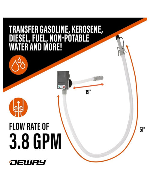 DeWay Fuel Transfer Pump - Auto-Stop and Beep - 3.8 GPM